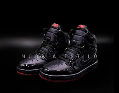 Jordan Air 1 Retro High Black Demon Suela Roja