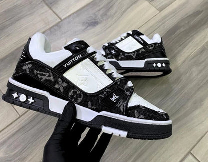 Louis Vuitton Trainer Black White Mezclilla