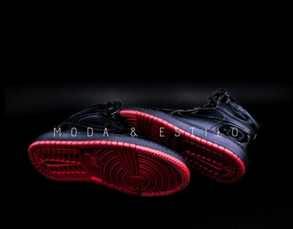 Jordan Air 1 Retro High Black Demon Suela Roja