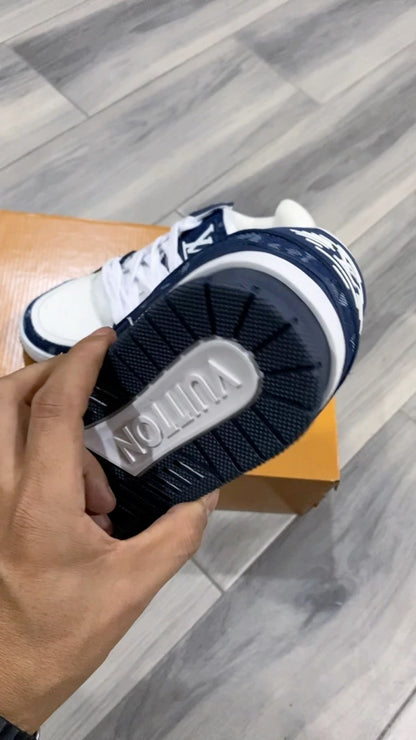 Louis Vuitton Trainer White Blue Mezclilla