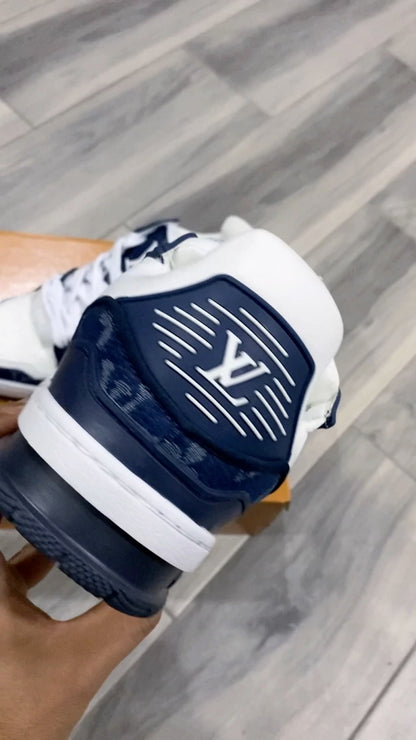Louis Vuitton Trainer White Blue Mezclilla